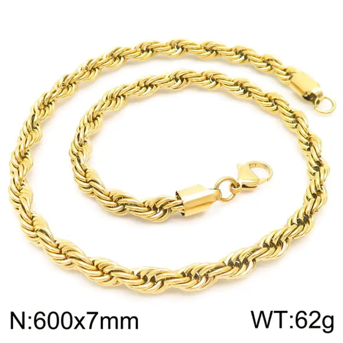 Gold Plated Twist Rope Necklace for Men Women 10g - Image 17
