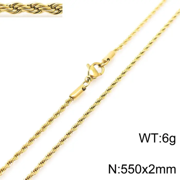 Gold Plated Twist Rope Necklace for Men Women 10g - Image 2