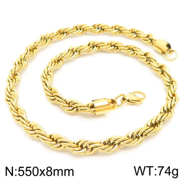 Gold Plated Twist Rope Necklace for Men Women 10g - Image 20