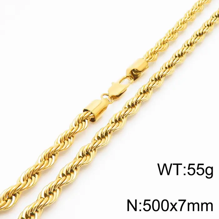 Gold Plated Twist Rope Necklace for Men Women 10g - Image 22