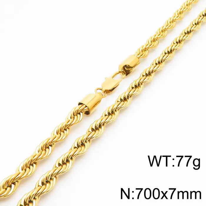 Gold Plated Twist Rope Necklace for Men Women 10g - Image 23