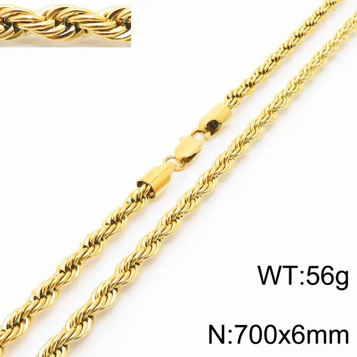 Gold Plated Twist Rope Necklace for Men Women 10g - Image 24