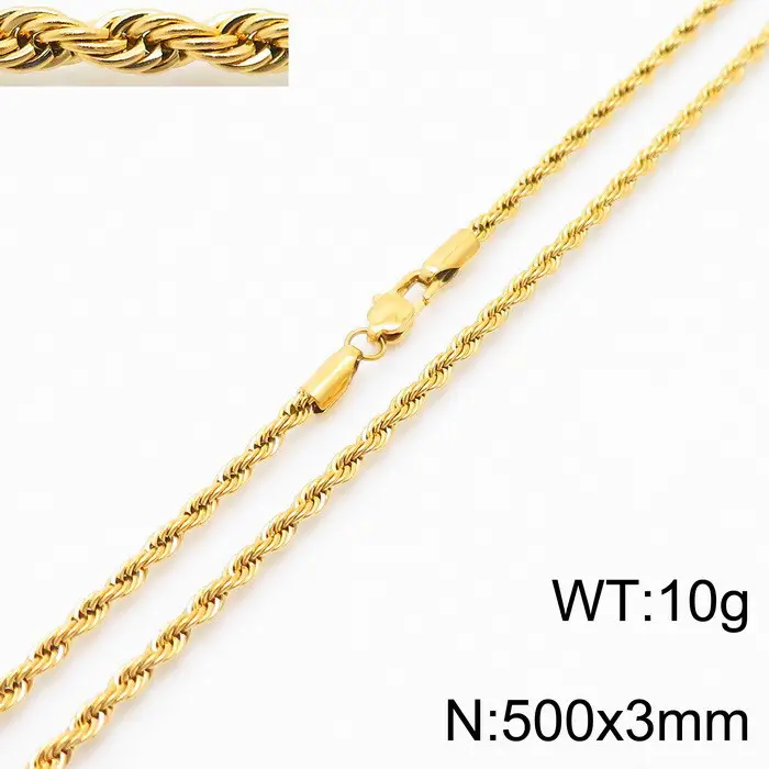 Gold Plated Twist Rope Necklace for Men Women 10g - Image 25
