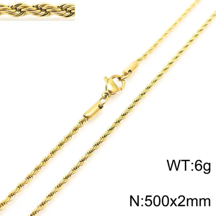Gold Plated Twist Rope Necklace for Men Women 10g - Image 3