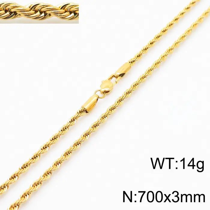 Gold Plated Twist Rope Necklace for Men Women 10g - Image 27