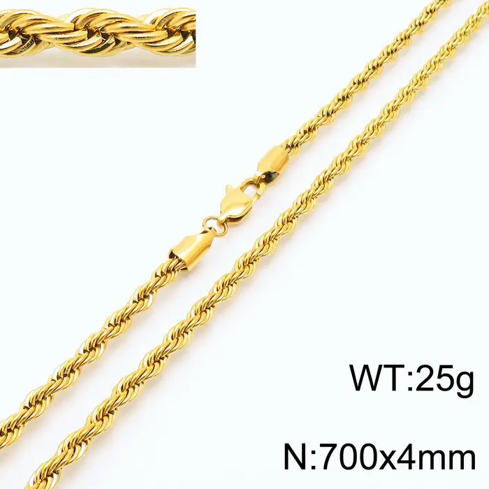 Gold Plated Twist Rope Necklace for Men Women 10g - Image 28