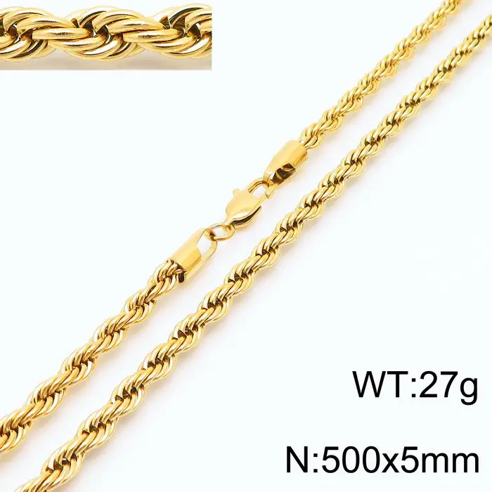 Gold Plated Twist Rope Necklace for Men Women 10g - Image 29