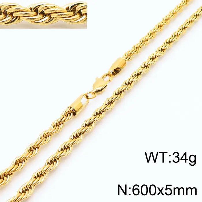 Gold Plated Twist Rope Necklace for Men Women 10g - Image 30