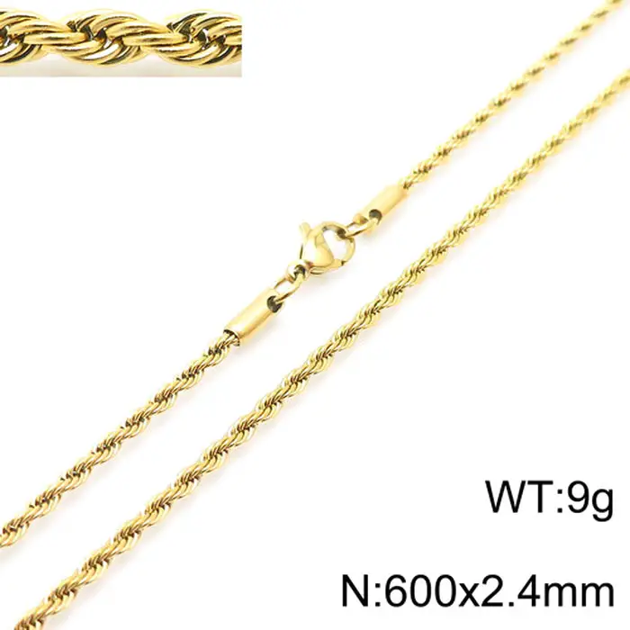 Gold Plated Twist Rope Necklace for Men Women 10g - Image 4