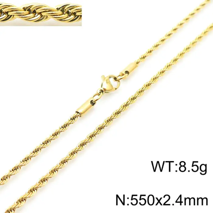 Gold Plated Twist Rope Necklace for Men Women 10g - Image 5