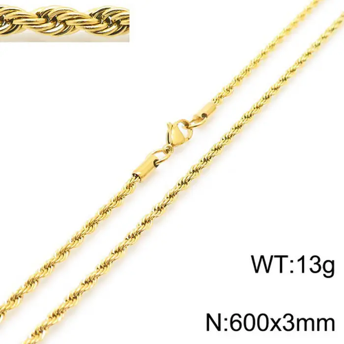 Gold Plated Twist Rope Necklace for Men Women 10g - Image 7