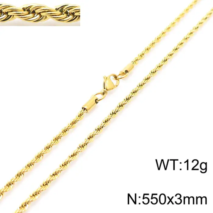 Gold Plated Twist Rope Necklace for Men Women 10g - Image 8