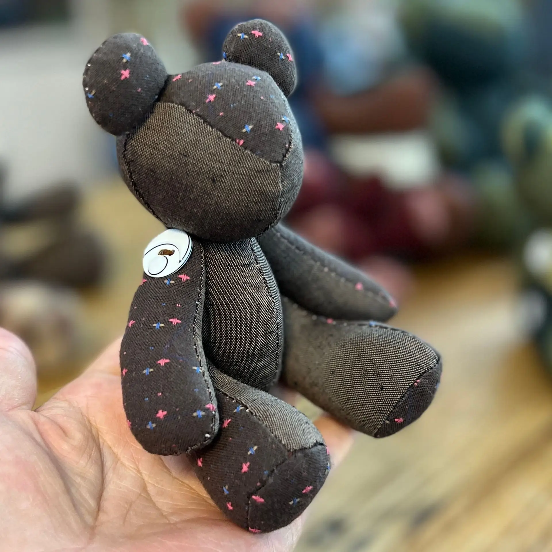 Handmade Brown Bear Embroidery Doll for Home Decor - Image 12