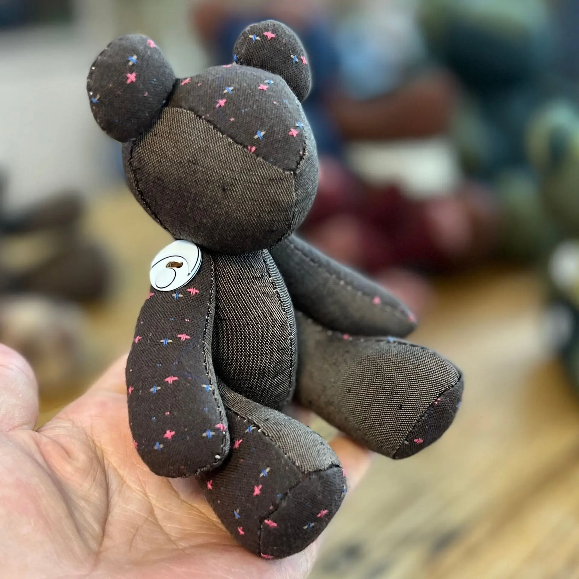 Handmade Brown Bear Embroidery Doll for Home Decor - Image 13