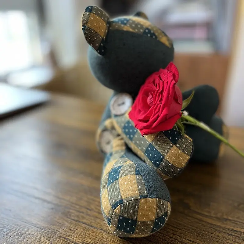 Handmade Brown Bear Embroidery Doll for Home Decor - Image 6