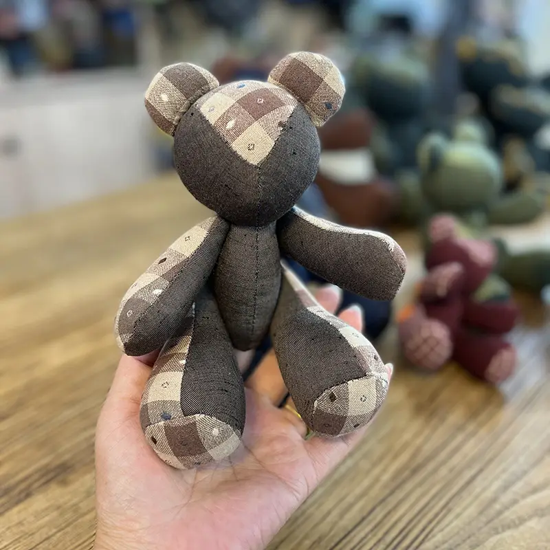 Handmade Brown Bear Embroidery Doll for Home Decor - Image 9