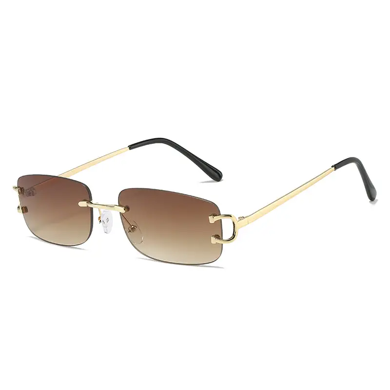 Square Frameless Sunglasses Women Yellow Gold European American Fashion - Image 2