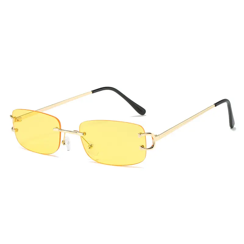Square Frameless Sunglasses Women Yellow Gold European American Fashion - Image 3