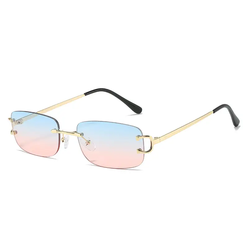 Square Frameless Sunglasses Women Yellow Gold European American Fashion - Image 4