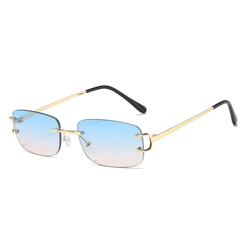 Square Frameless Sunglasses Women Yellow Gold European American Fashion - Image 5