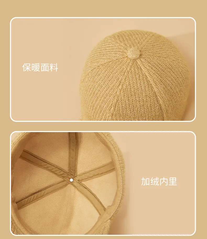 2025 Knitted Baseball Cap Lavender Warm Coldproof — feature 26