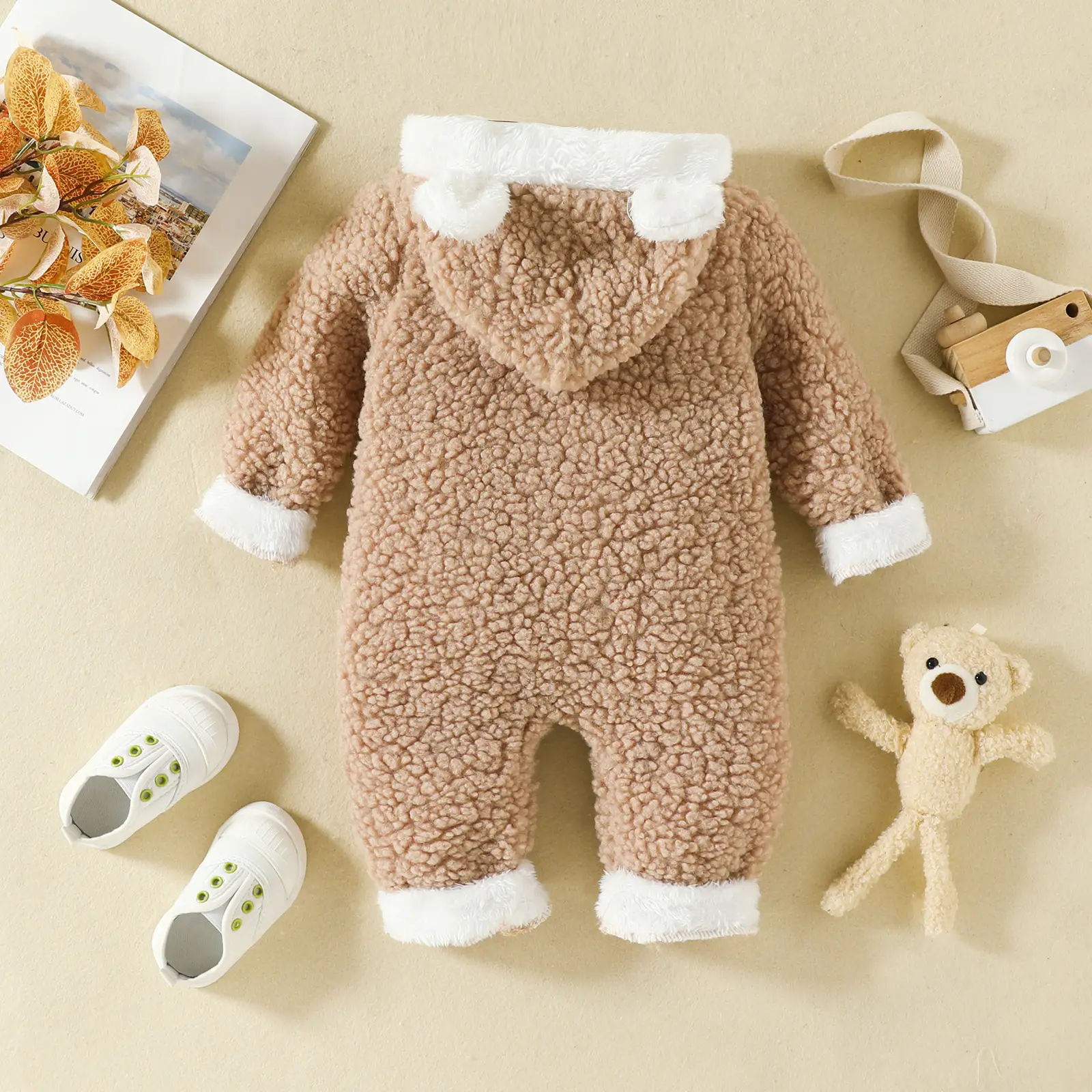 Cute Teddy Bear Embroidery Clima Clima Long Clima