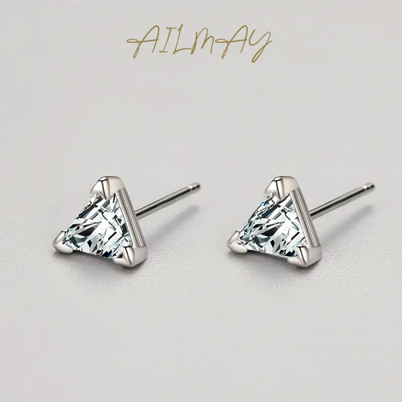 S925 Silver Triangle Earrings for Women - Image 3