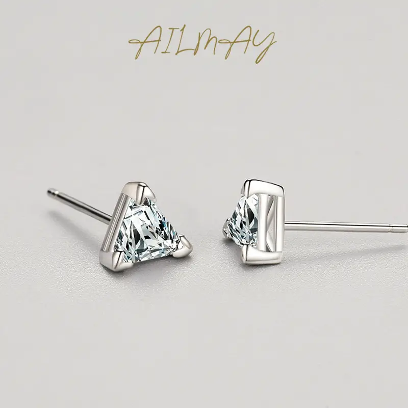 S925 Silver Triangle Earrings for Women - Image 4