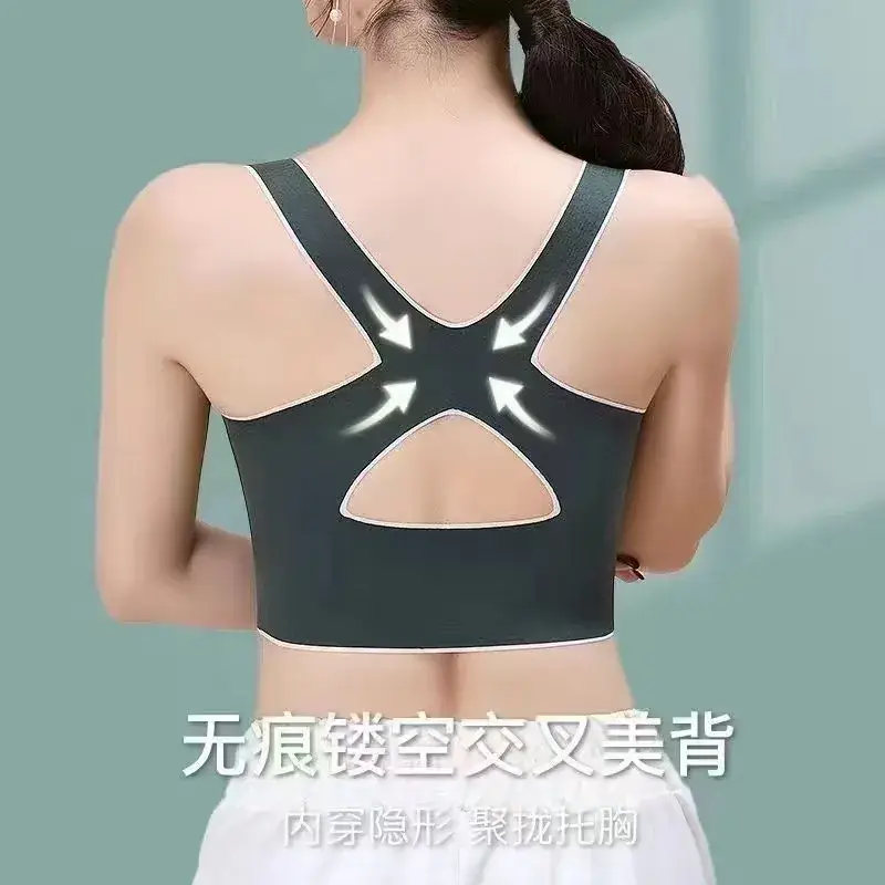 Black Cross Buckle Ice Silk Sports Bra Large - Image 7