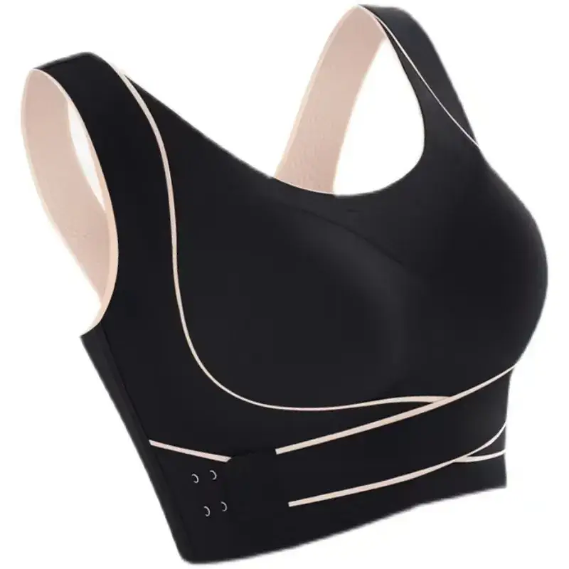 Black Cross Buckle Ice Silk Sports Bra Large - Image 9