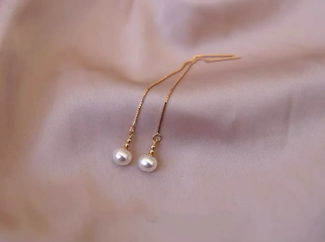 5-6mm Natural Pearl Earrings 14K Gold Wrap — feature 5