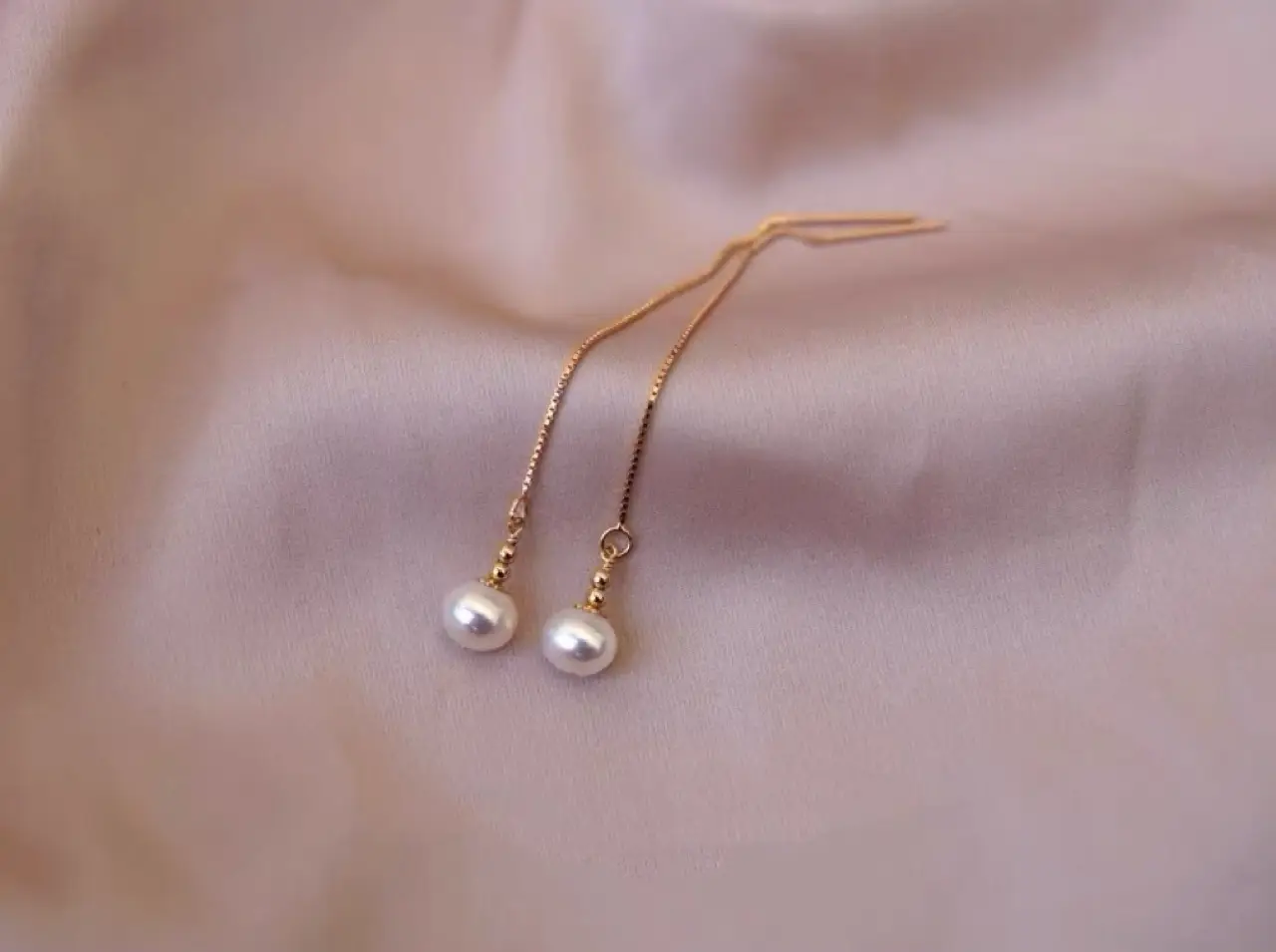5-6mm Natural Pearl Earrings 14K Gold Wrap — feature 7
