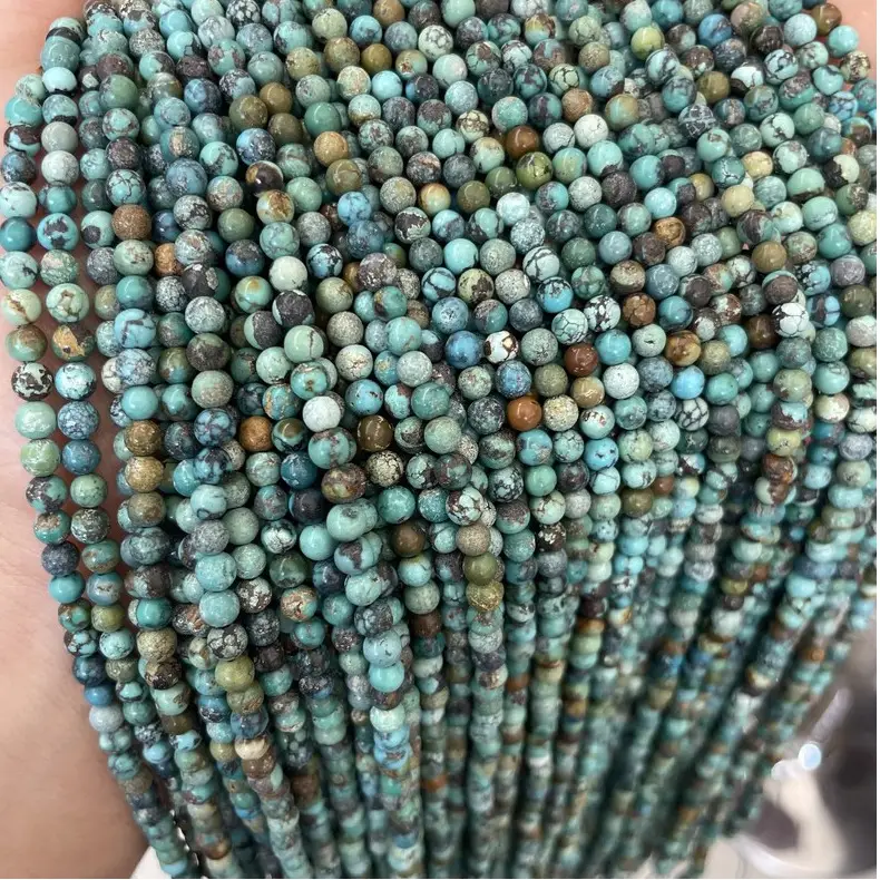 Natural Turquoise Hubei Pine Beads 2mm Small Round — feature 5