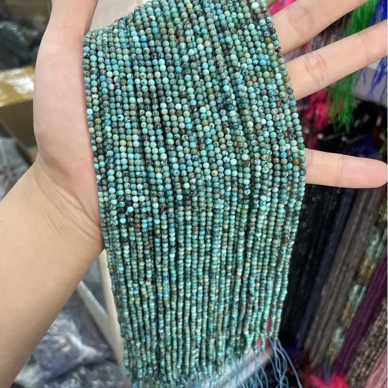 Natural Turquoise Hubei Pine Beads 2mm Small Round — feature 7