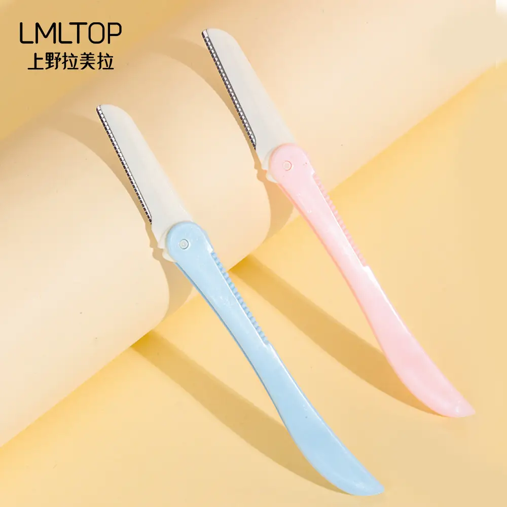 Lamera Single Eyebrow Trimming Knife Pink Blue Sharp Blade - Image 3