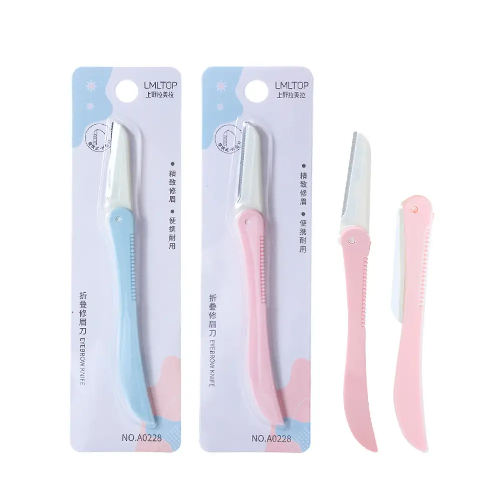 Lamera Single Eyebrow Trimming Knife Pink Blue Sharp Blade - Image 6