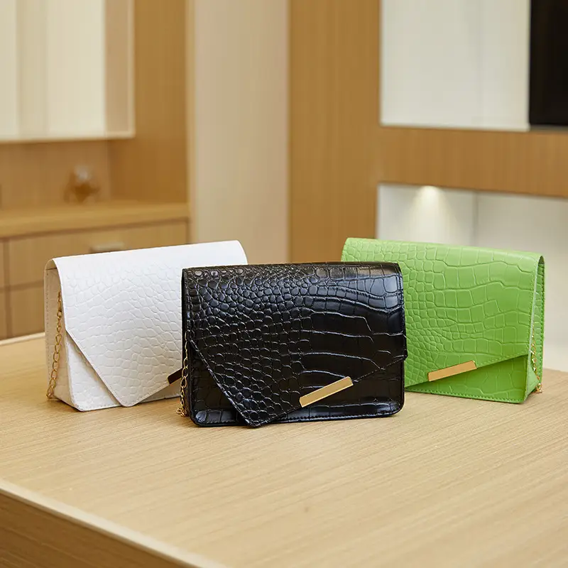 Black Croc Texture Women's Crossbody Bag 2022 - Image 7