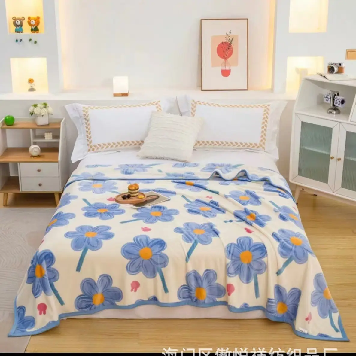 Coral Floral Fleece Blanket Gift Boxed Thickened - Image 2