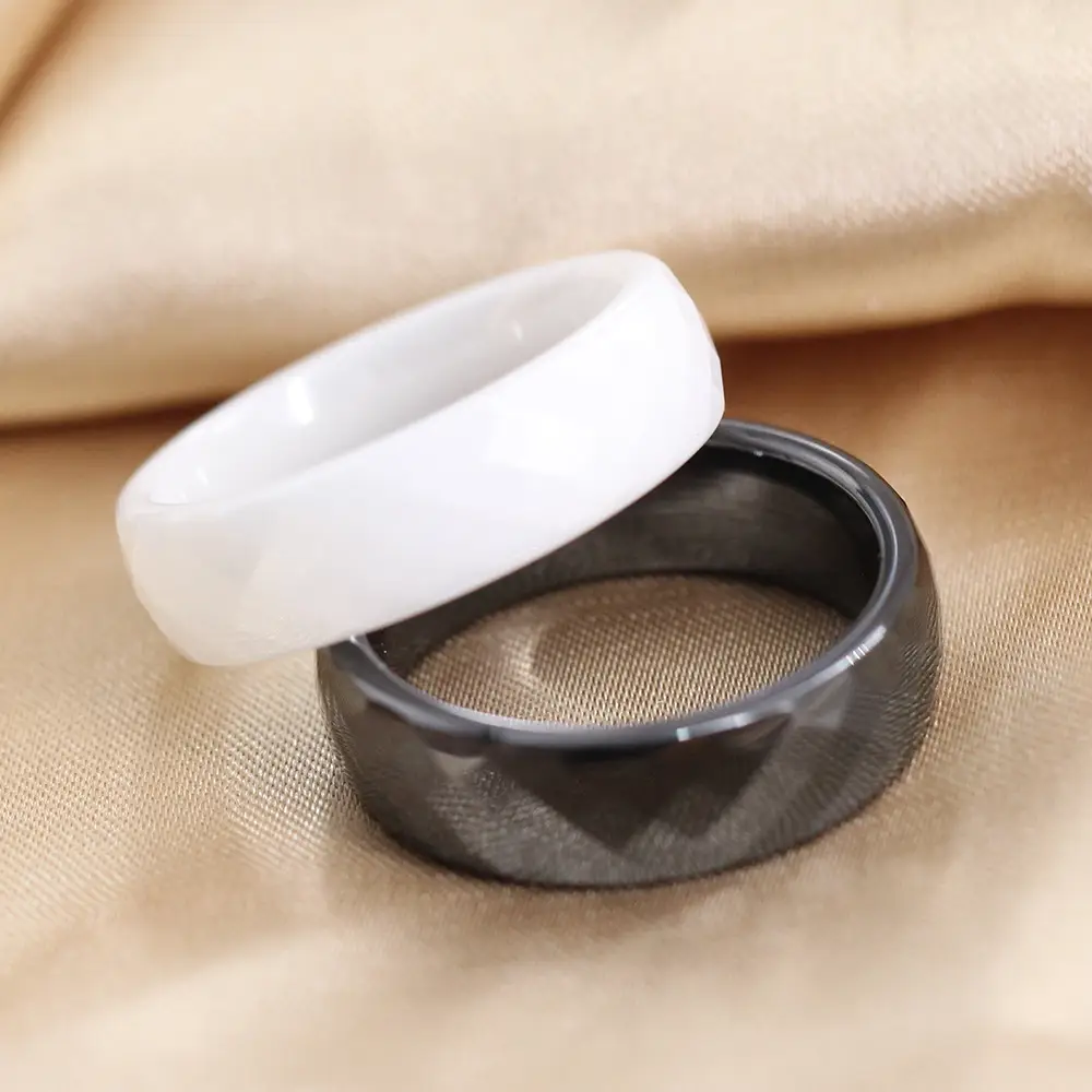 Ceramic Couple Ring Black White 6mm European American Fashion - Image 4