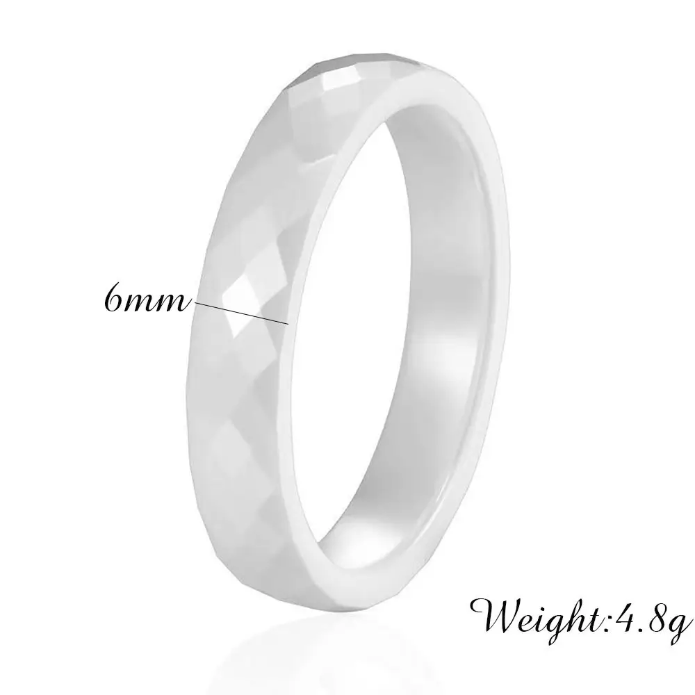 Ceramic Couple Ring Black White 6mm European American Fashion — feature 2