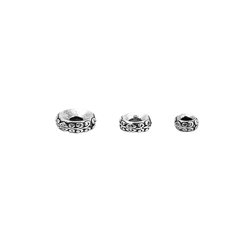 S925 Sterling Silver Flower Rattan Spacer Black Dye Retro Polished Jewelry Accessories