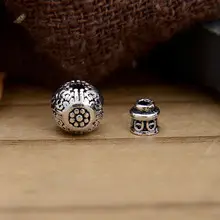 S925 Sterling Silver Flower Rattan Spacer Black Dye Retro Polished Jewelry Accessories — feature 8