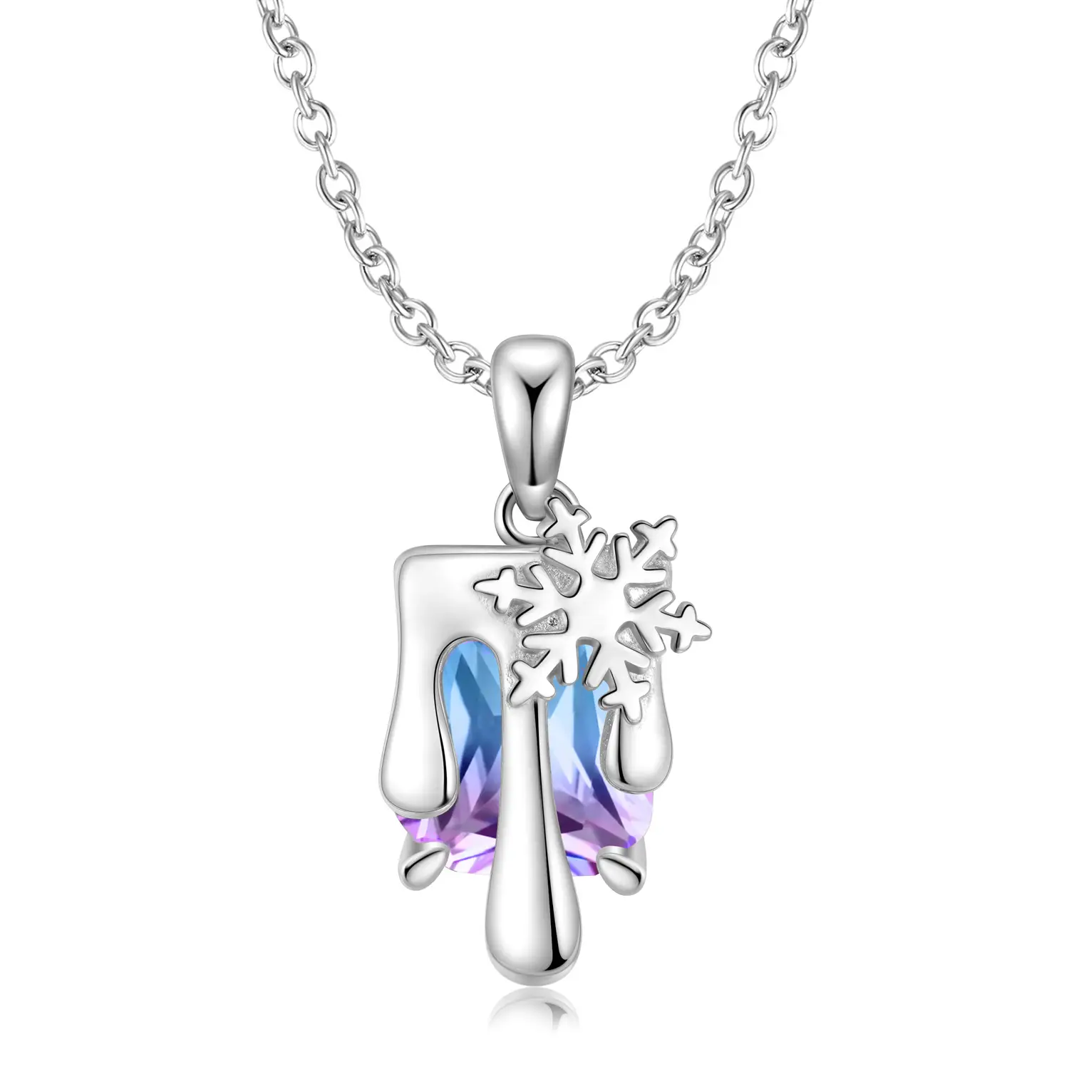 Snowflake Necklace for Women Silver Chain Gift