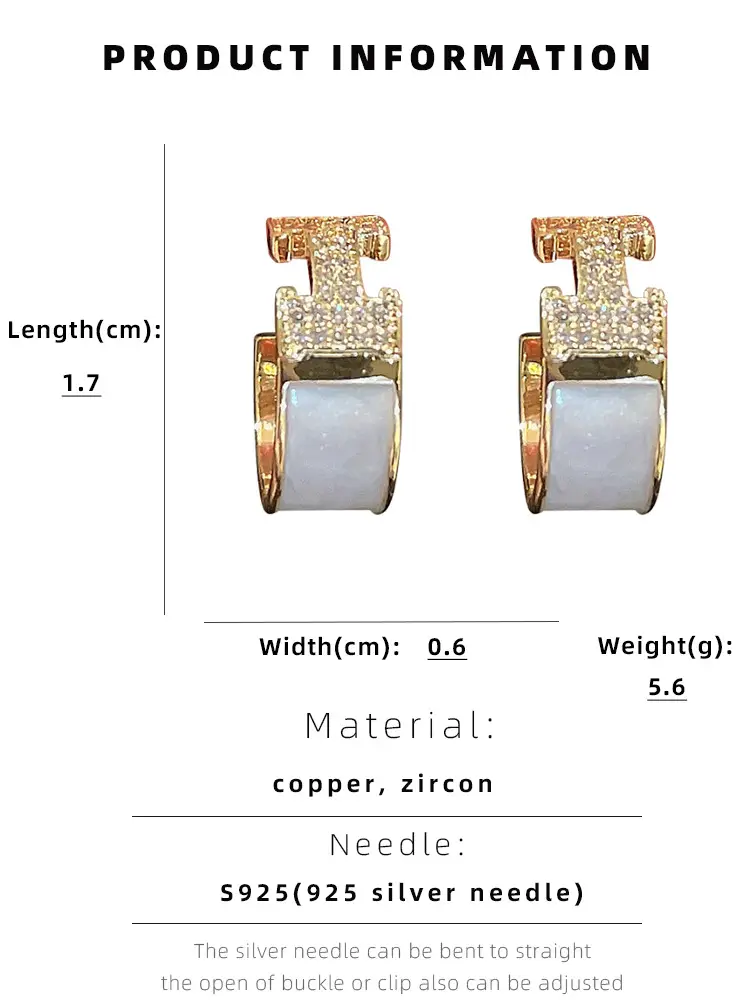 Silver Needle I-Carved Earrings for Women Real Gold Plated — feature 4