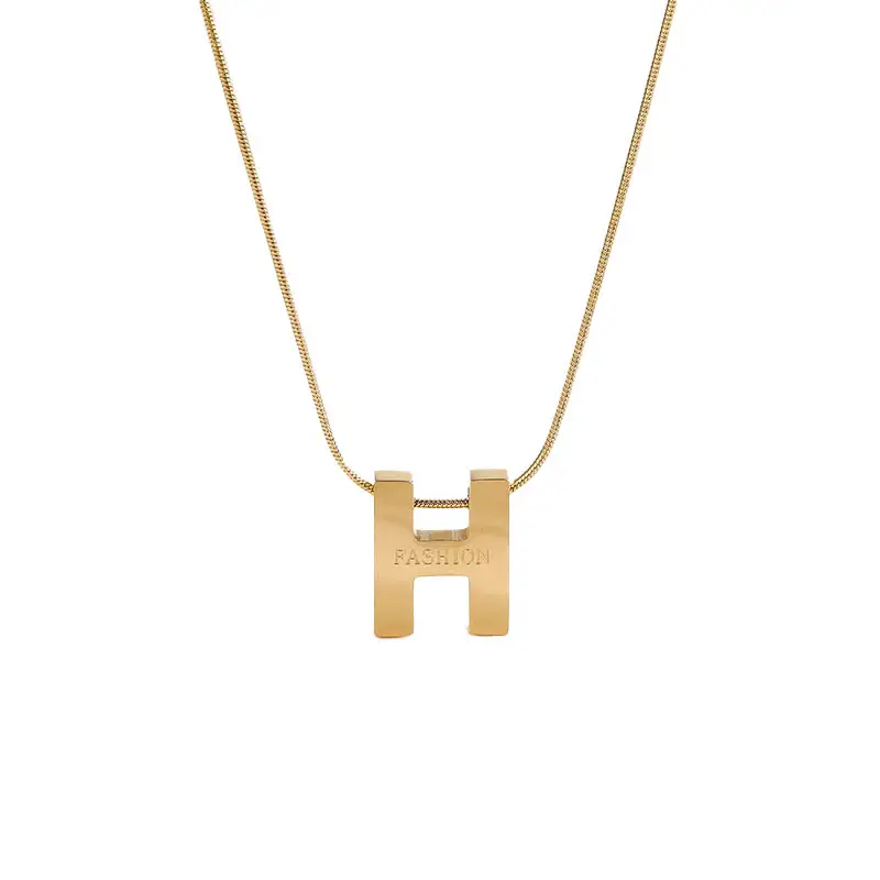18k Gold H-Letter Necklace for Women - Image 5