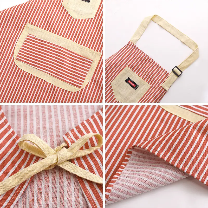 Women's Striped Apron Cotton Linen Summer Cooking Waist Waterproof - Image 7