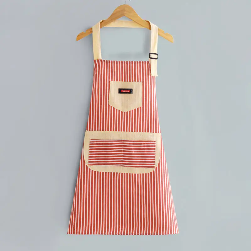 Women's Striped Apron Cotton Linen Summer Cooking Waist Waterproof - Image 4