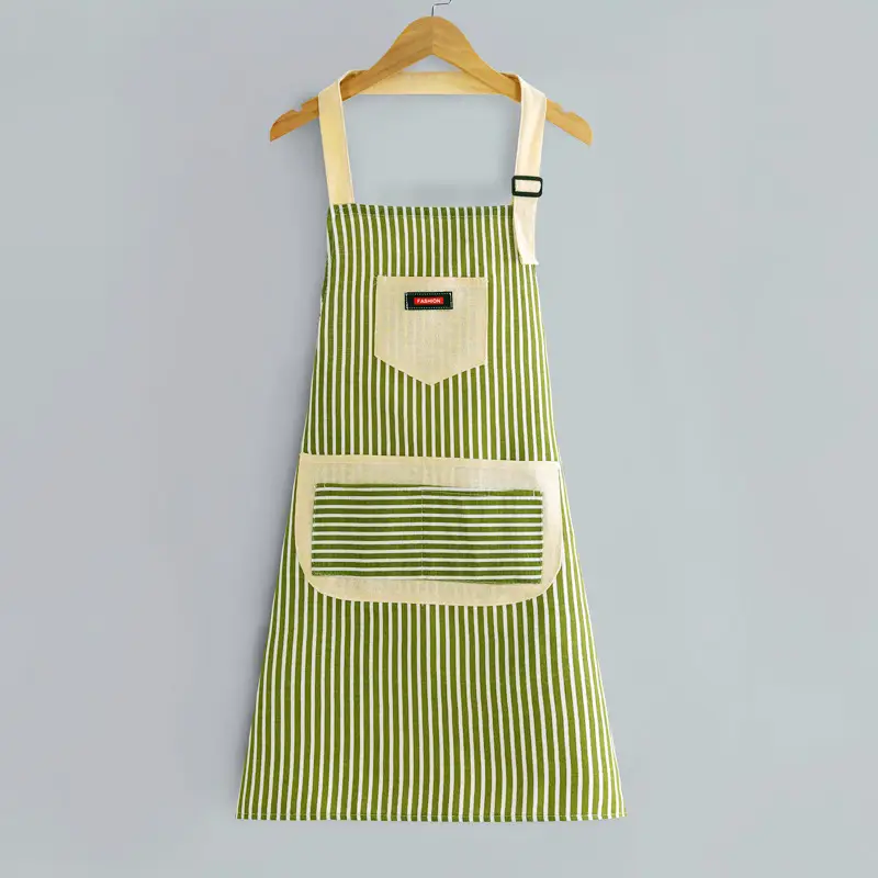 Women's Striped Apron Cotton Linen Summer Cooking Waist Waterproof - Image 3