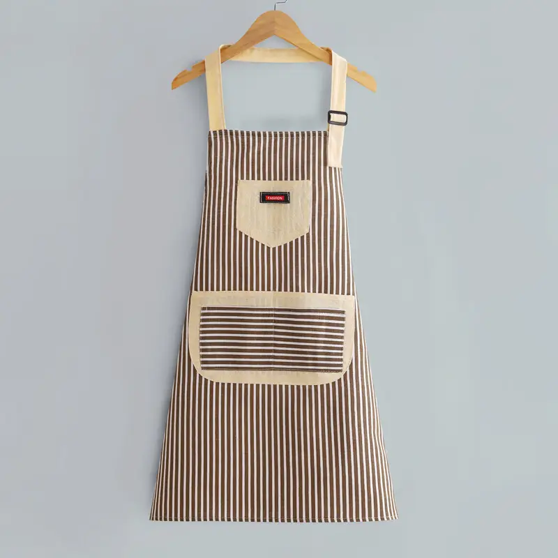 Women's Striped Apron Cotton Linen Summer Cooking Waist Waterproof - Image 2