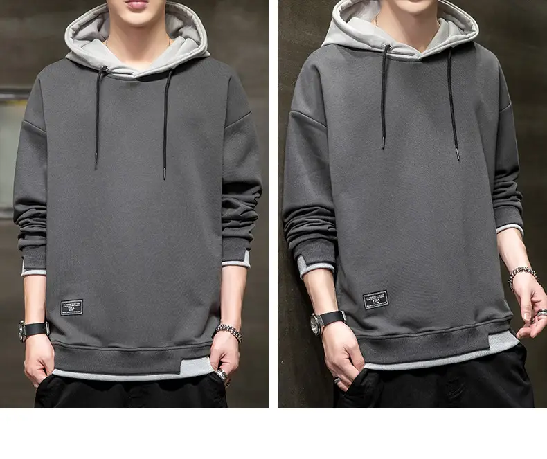 Men's Orange Hooded Sweatshirt New Color Loose Fit Casual Wear — feature 10